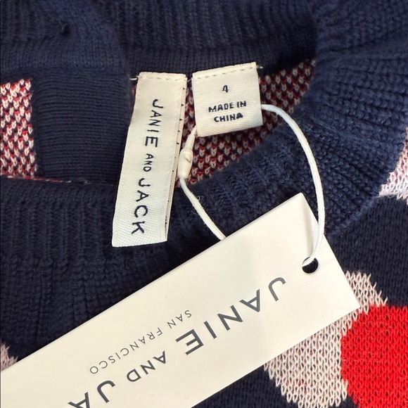 Janie and Jack Blue Sweater with Heart Pattern - Picture 5 of 6